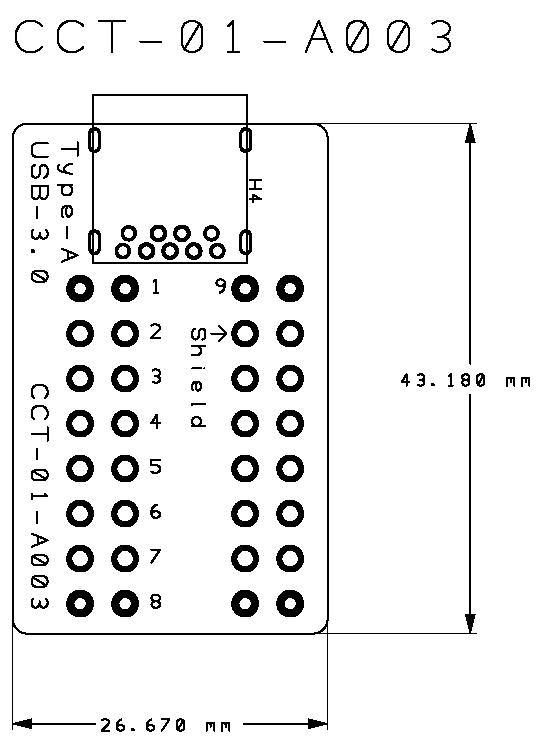 Dimension size for CCT-01-A003 USB 3.0 socket